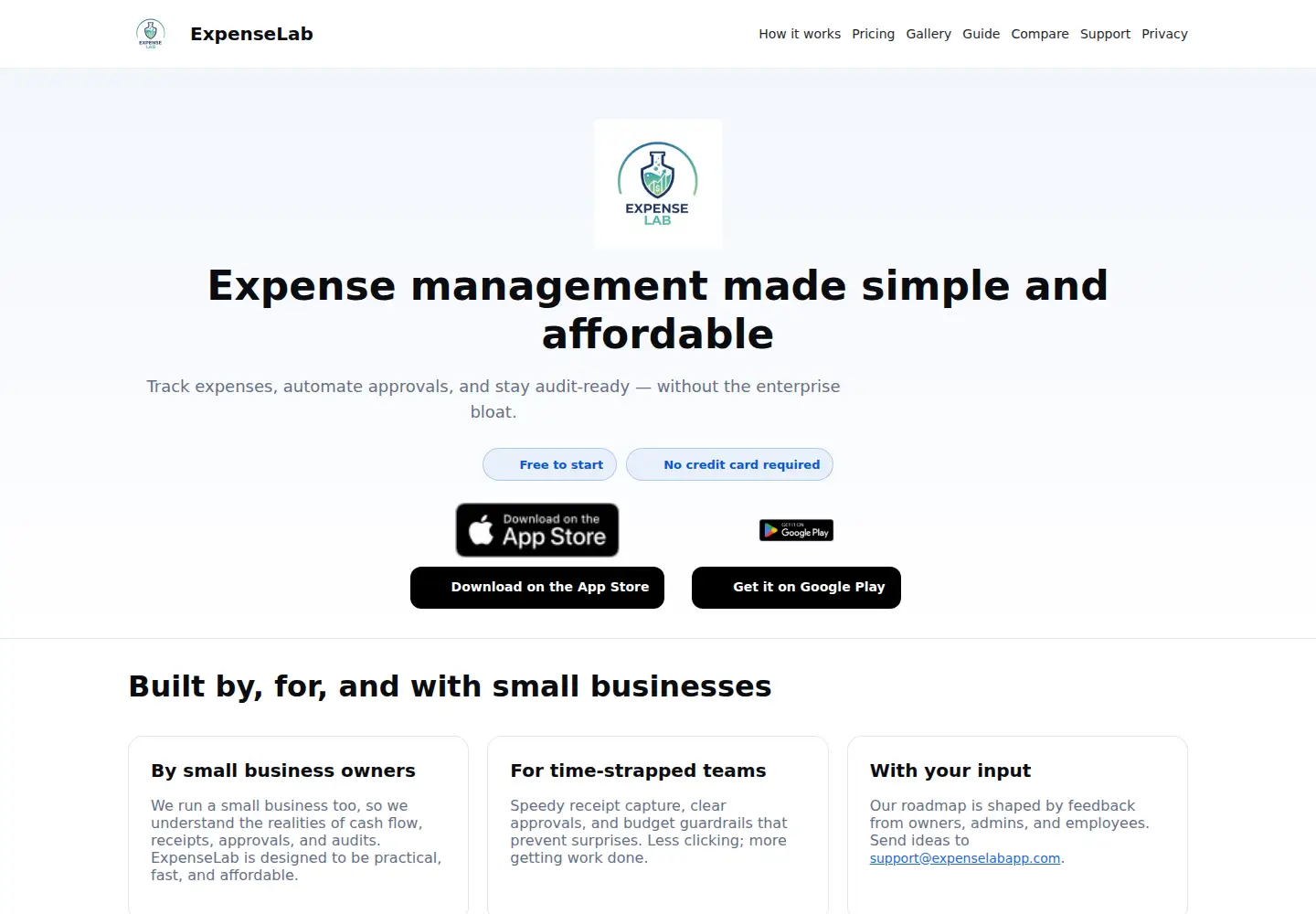 Captured homepage of expenselabapp.com in the current scan