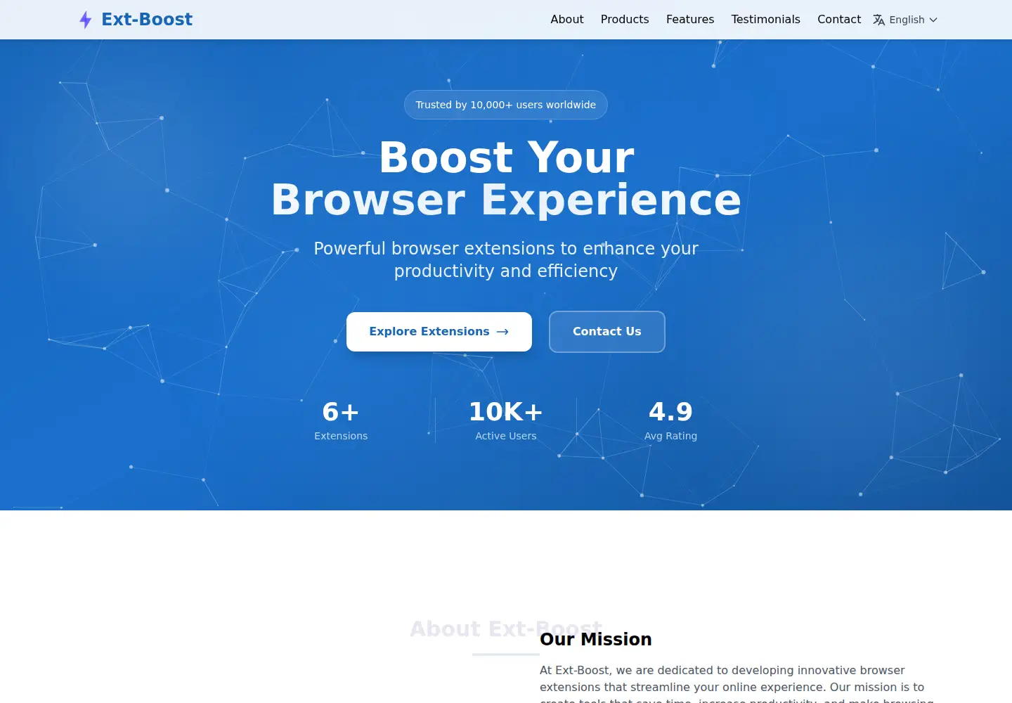 Captured homepage of ext-boost.com in the current scan