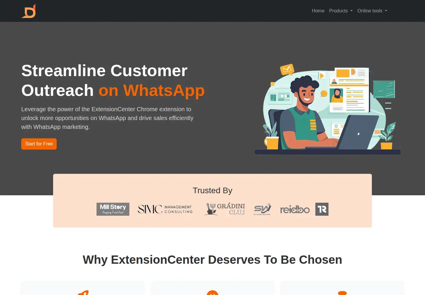 Captured homepage of extension-center.com in the current scan