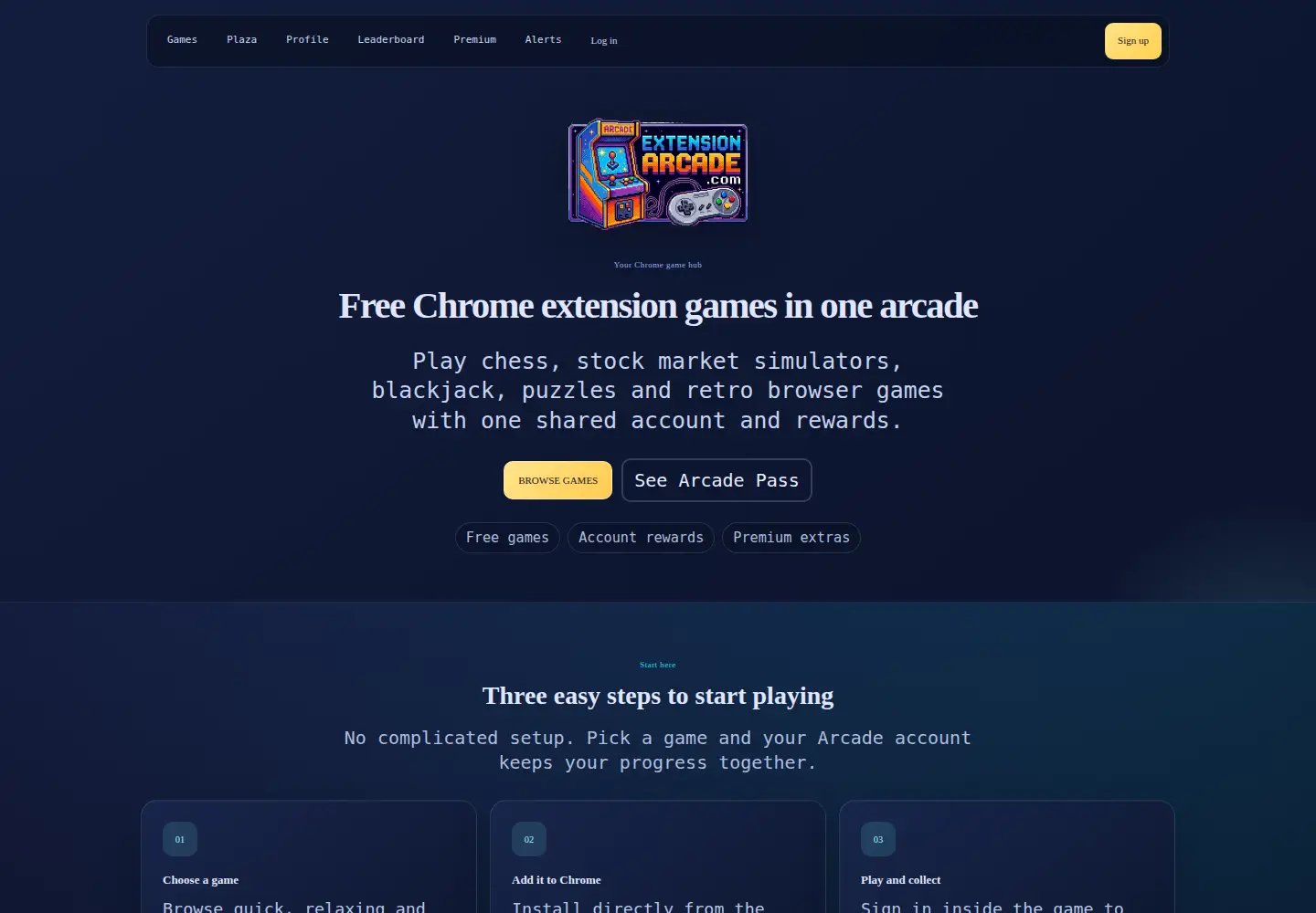 Captured homepage of extensionarcade.com in the current scan