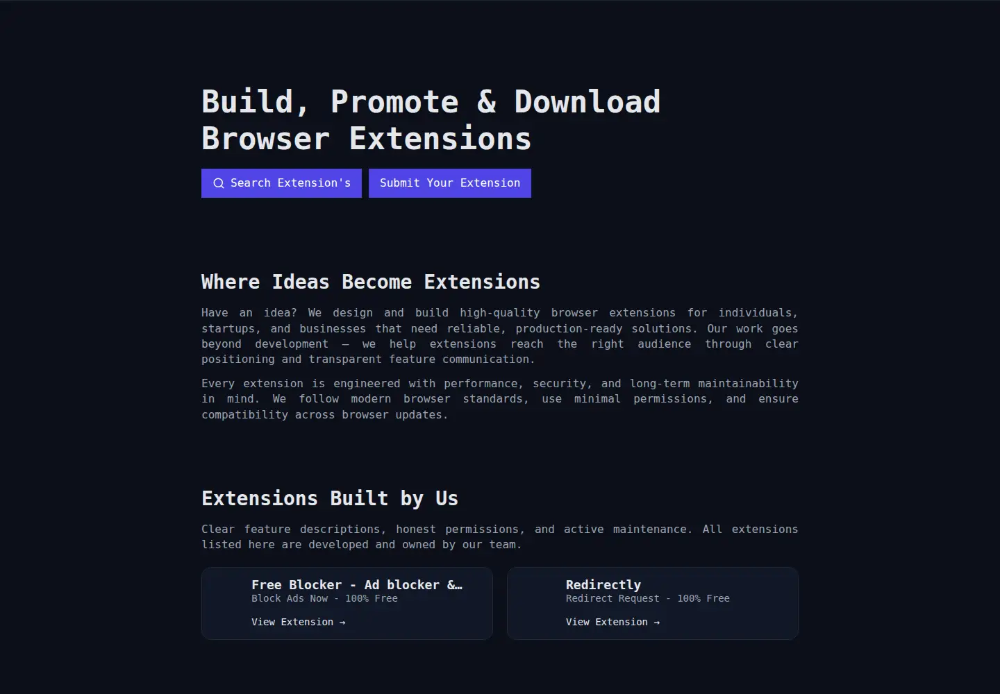 Screenshot of extensionbazaar.com