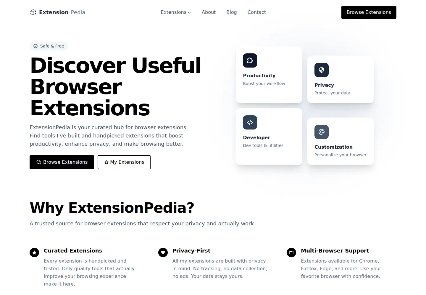Screenshot of extensionpedia.com