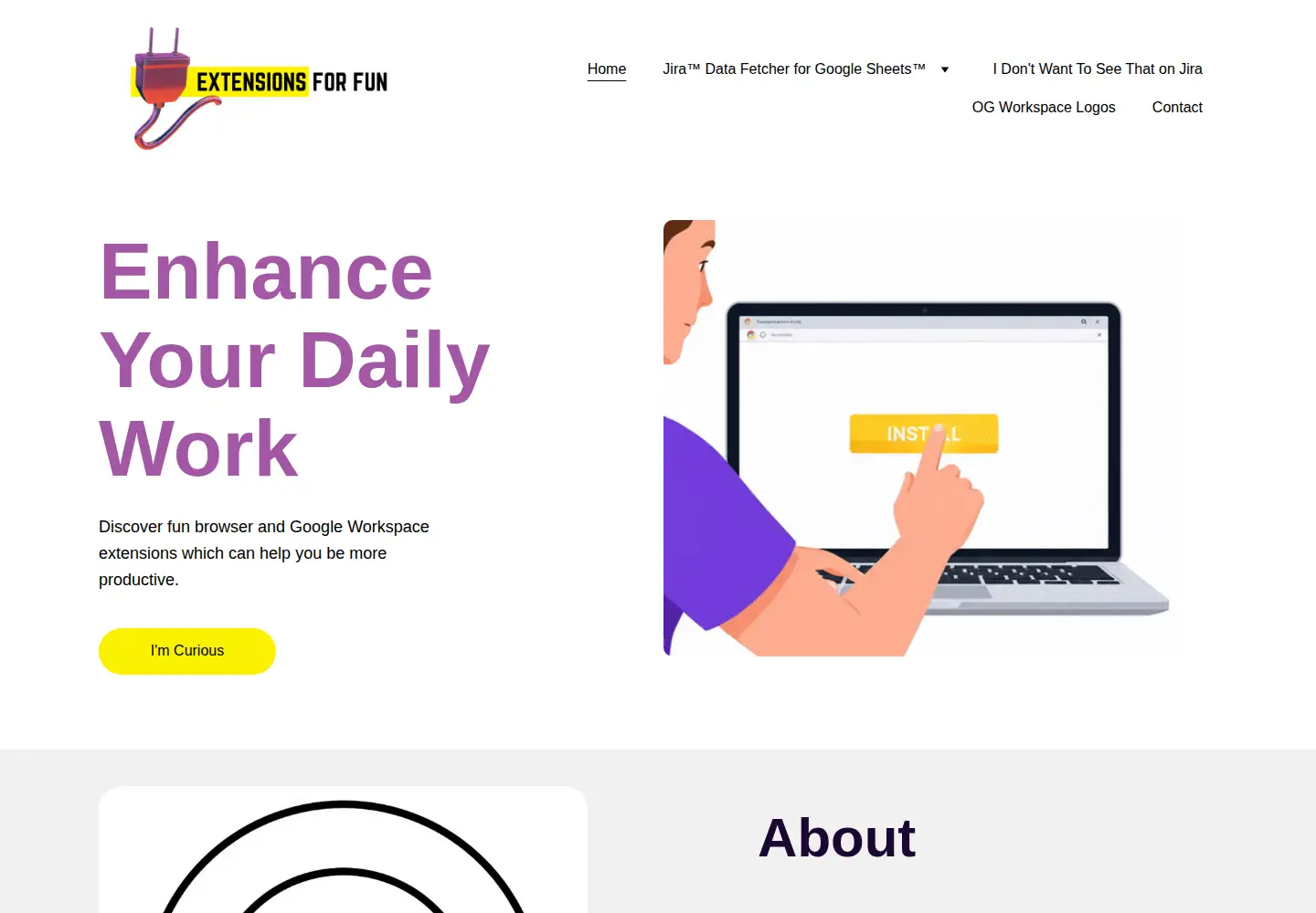 Screenshot of extensionsforfun.com