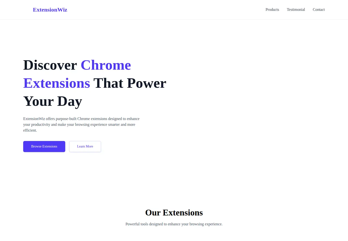 Screenshot of extensionwiz.com