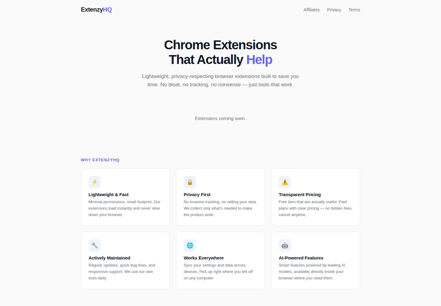 Captured homepage of extenzyhq.com in the current scan
