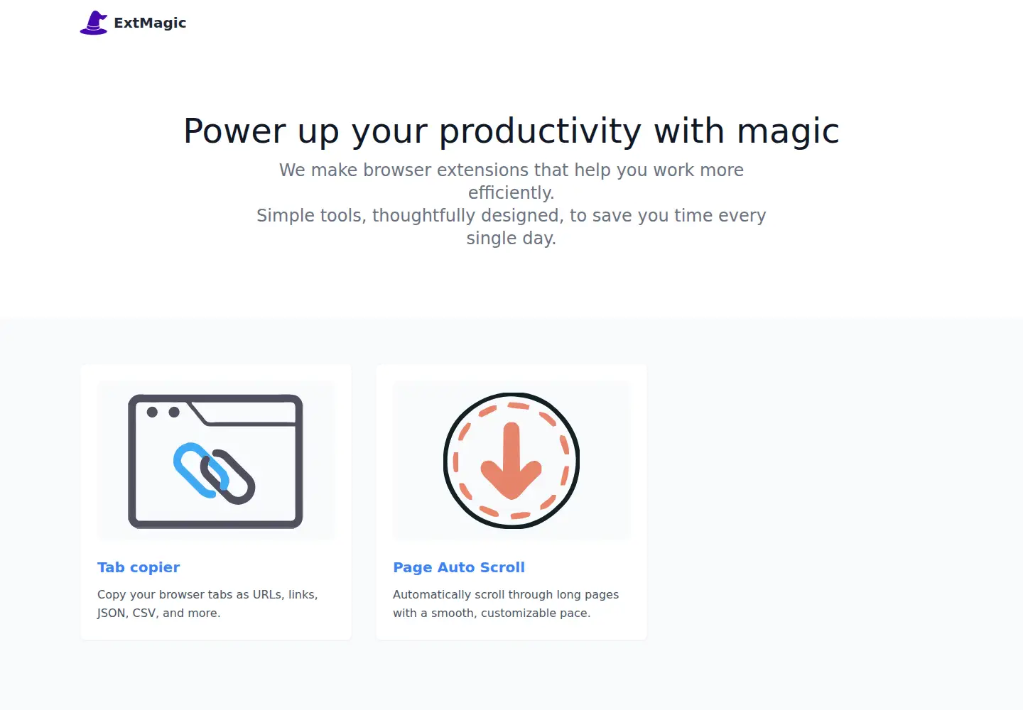 Captured homepage of extmagic.com in the current scan