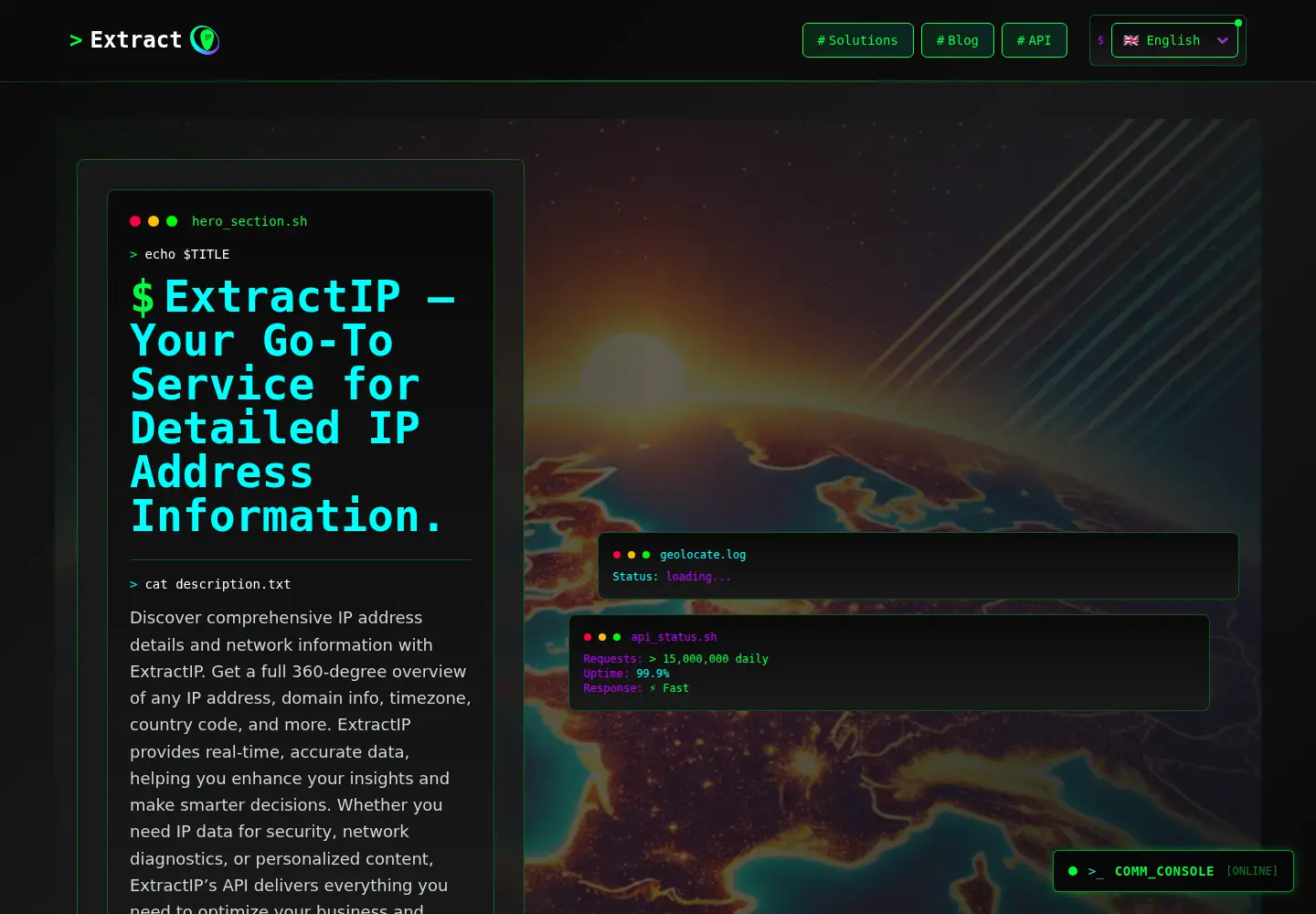Screenshot of extractip.com