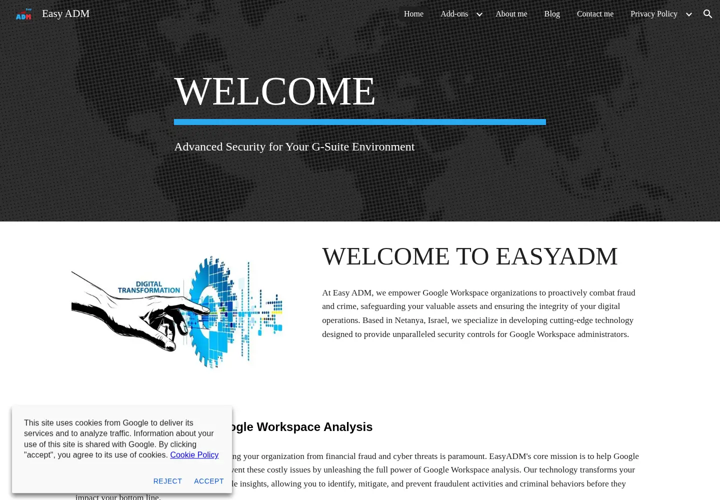 Captured homepage of ez-admintools.com in the current scan