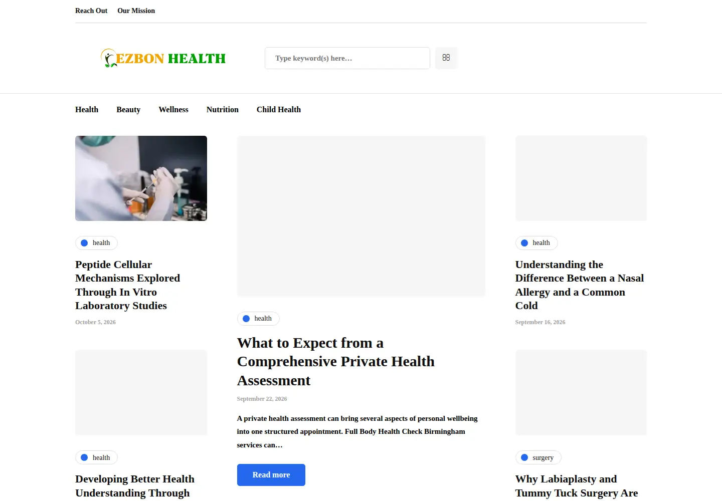 Screenshot of ezbonhealth.com