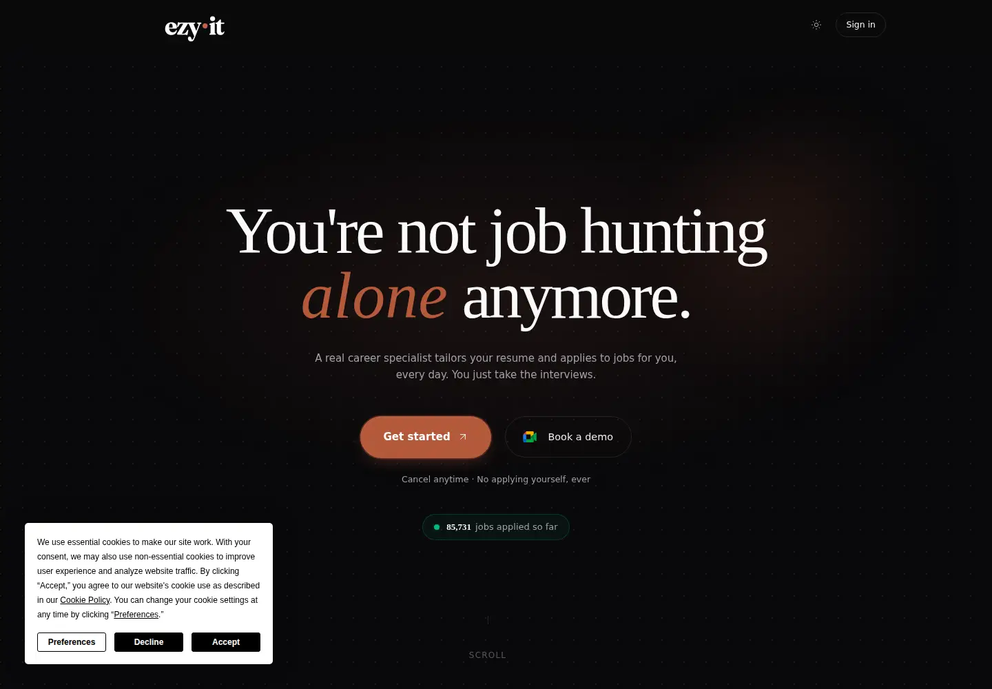 Captured homepage of ezyitai.com in the current scan
