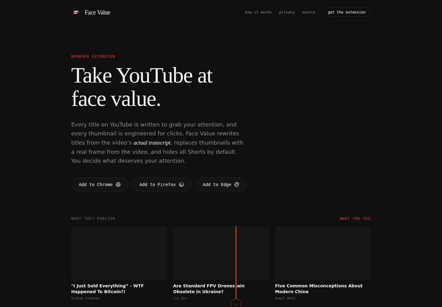 Captured homepage of facethevalue.com in the current scan