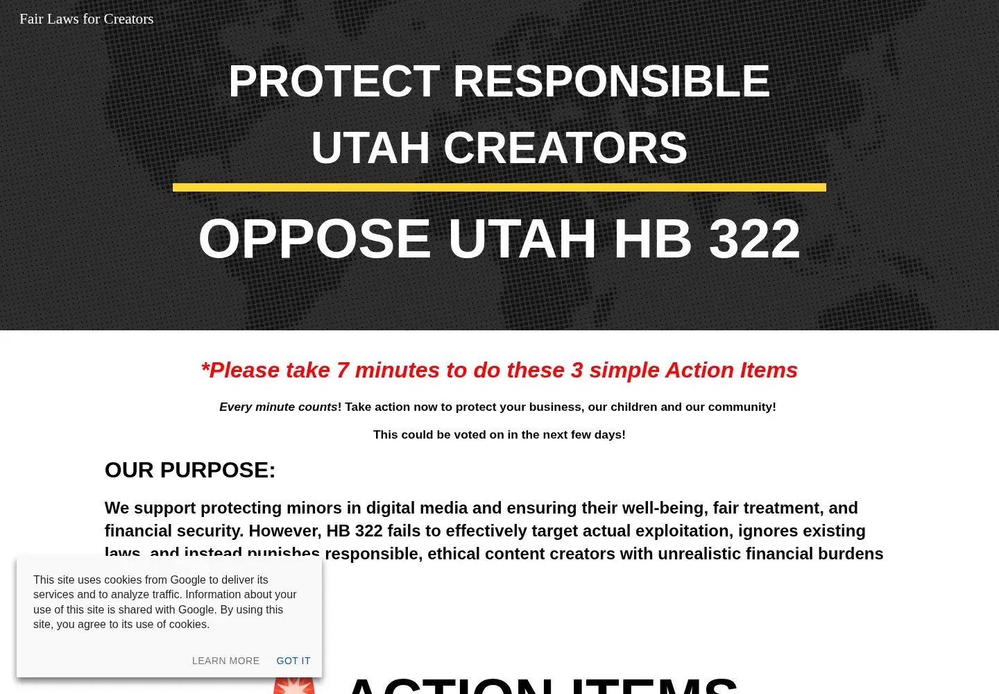 Captured homepage of fairlawsforcreators.com in the current scan