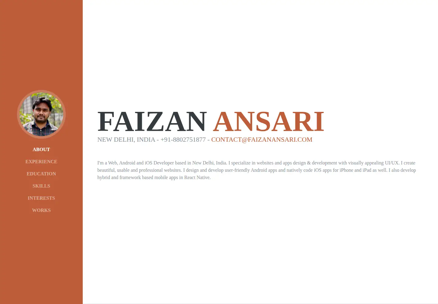 Captured homepage of faizanansari.com in the current scan