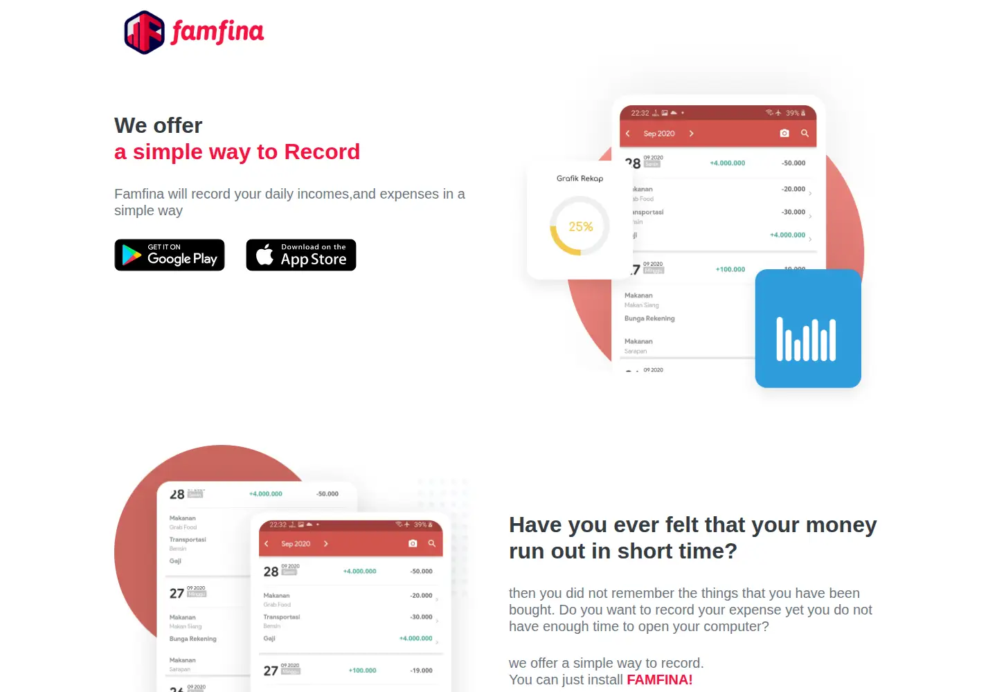 Captured homepage of famfina.com in the current scan