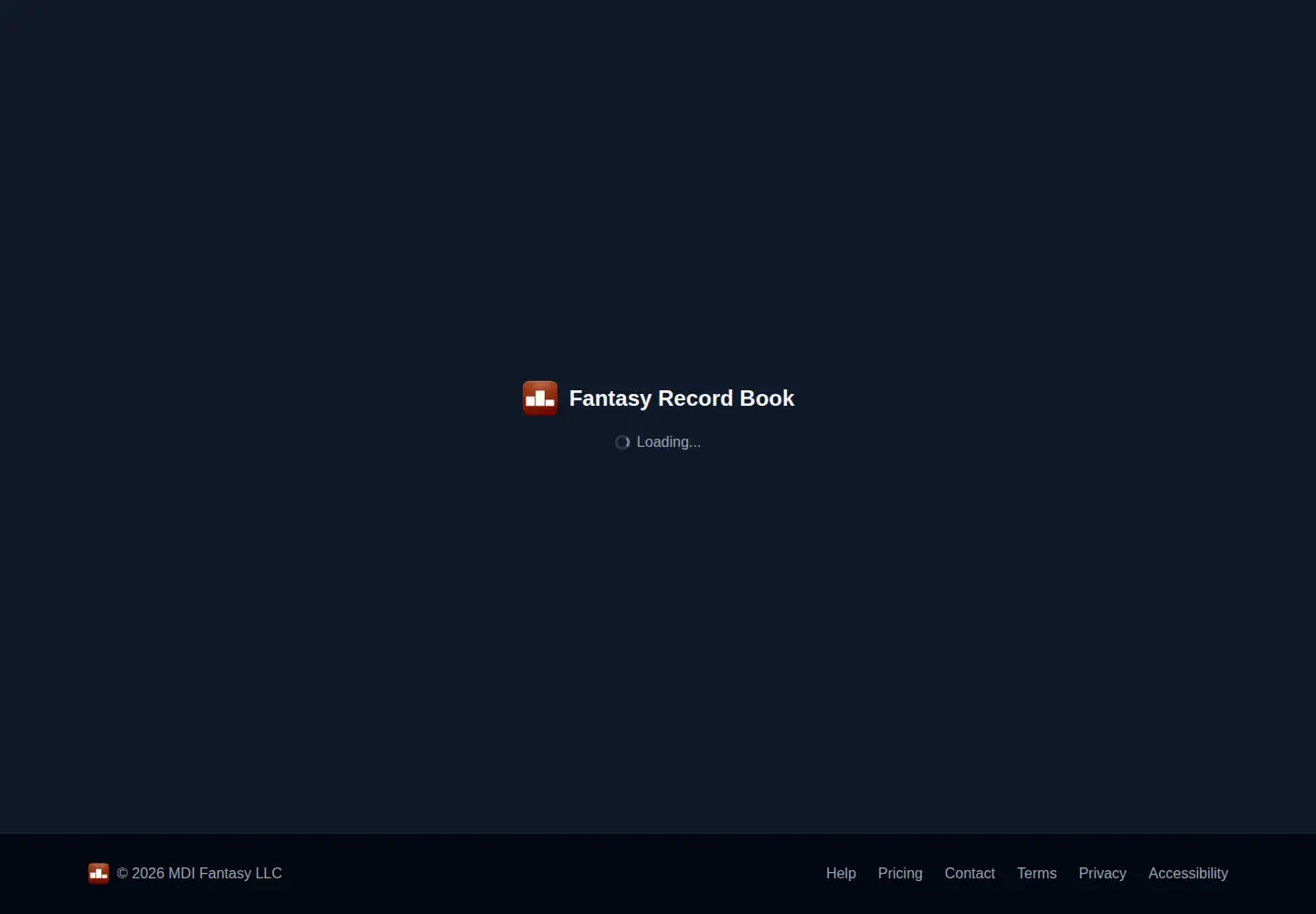 Captured homepage of fantasyrecordbook.com in the current scan