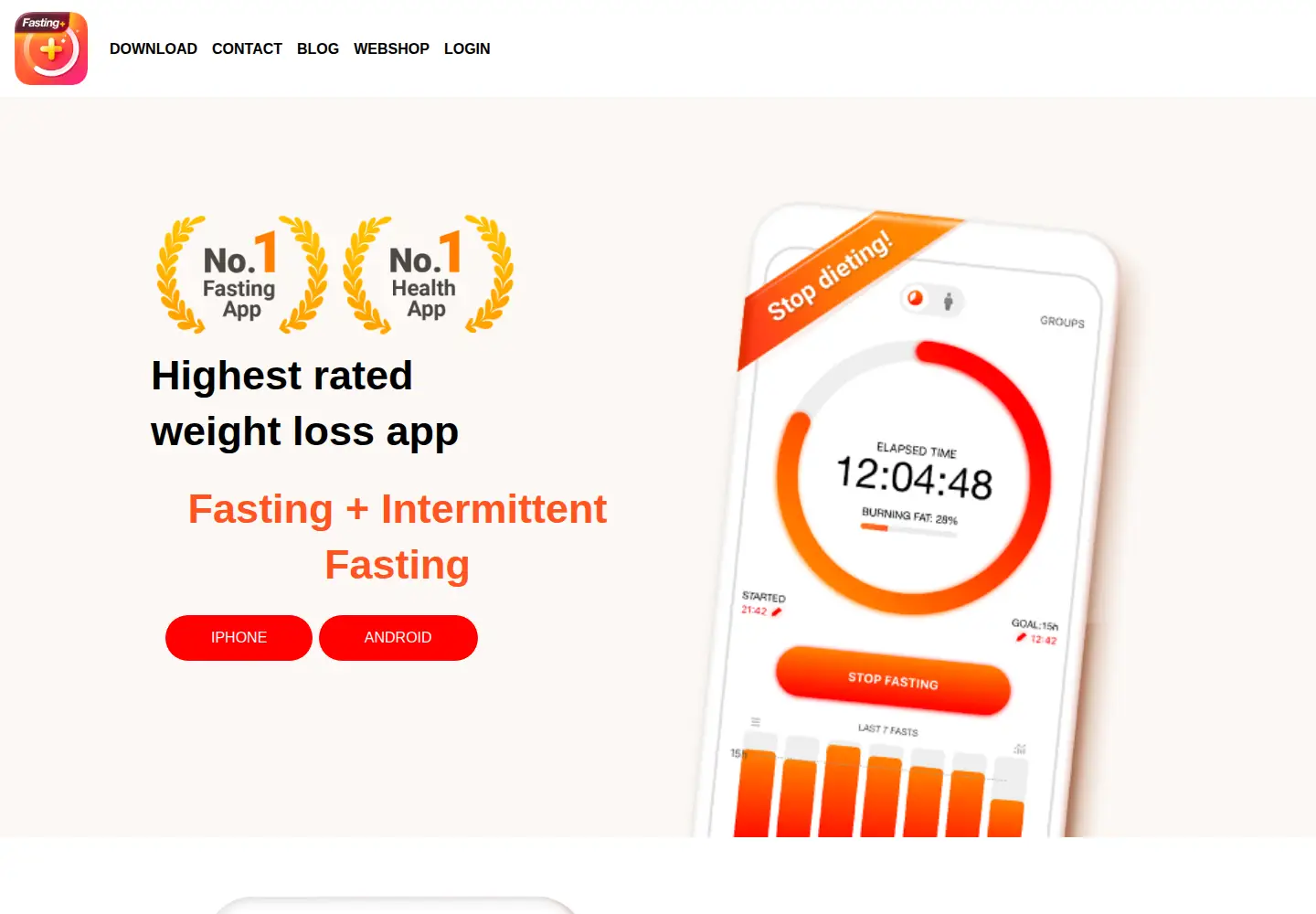 Captured homepage of fastingplusapp.com in the current scan