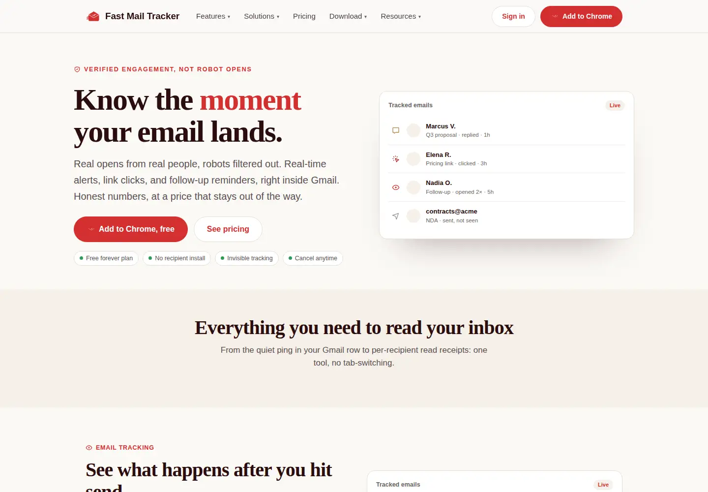 Screenshot of fastmailtracker.com