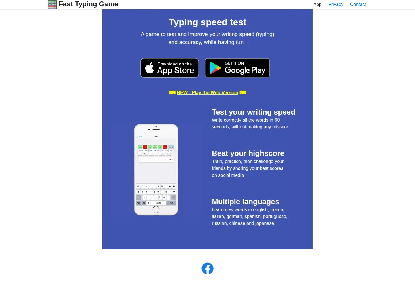 Captured homepage of fasttypinggame.com in the current scan