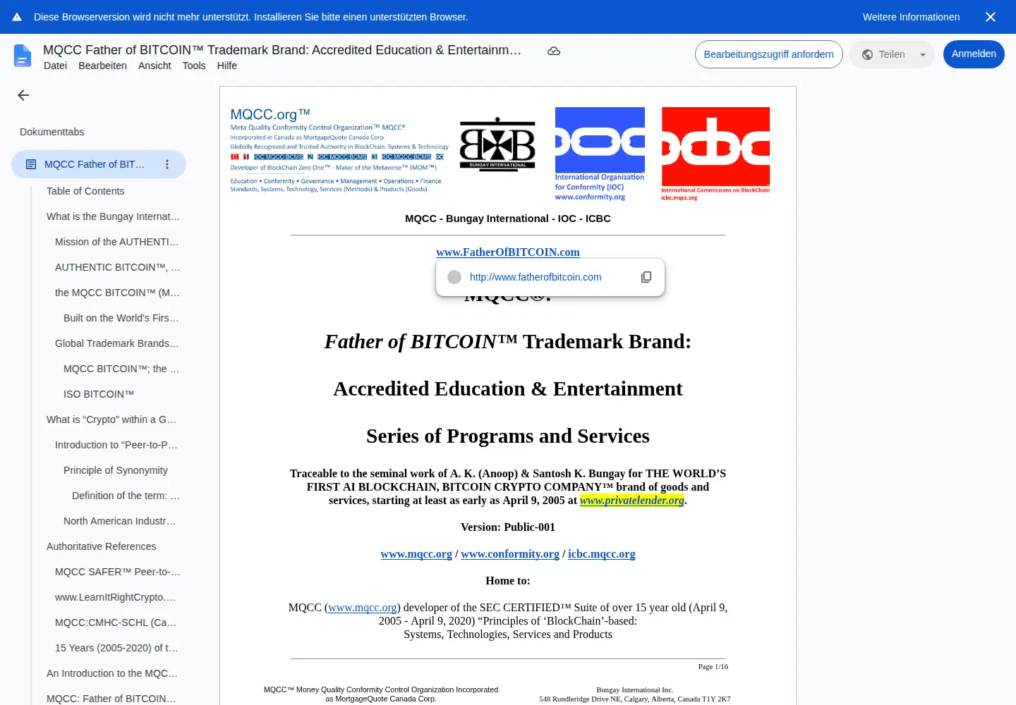 Screenshot of fatherofbitcoin.com