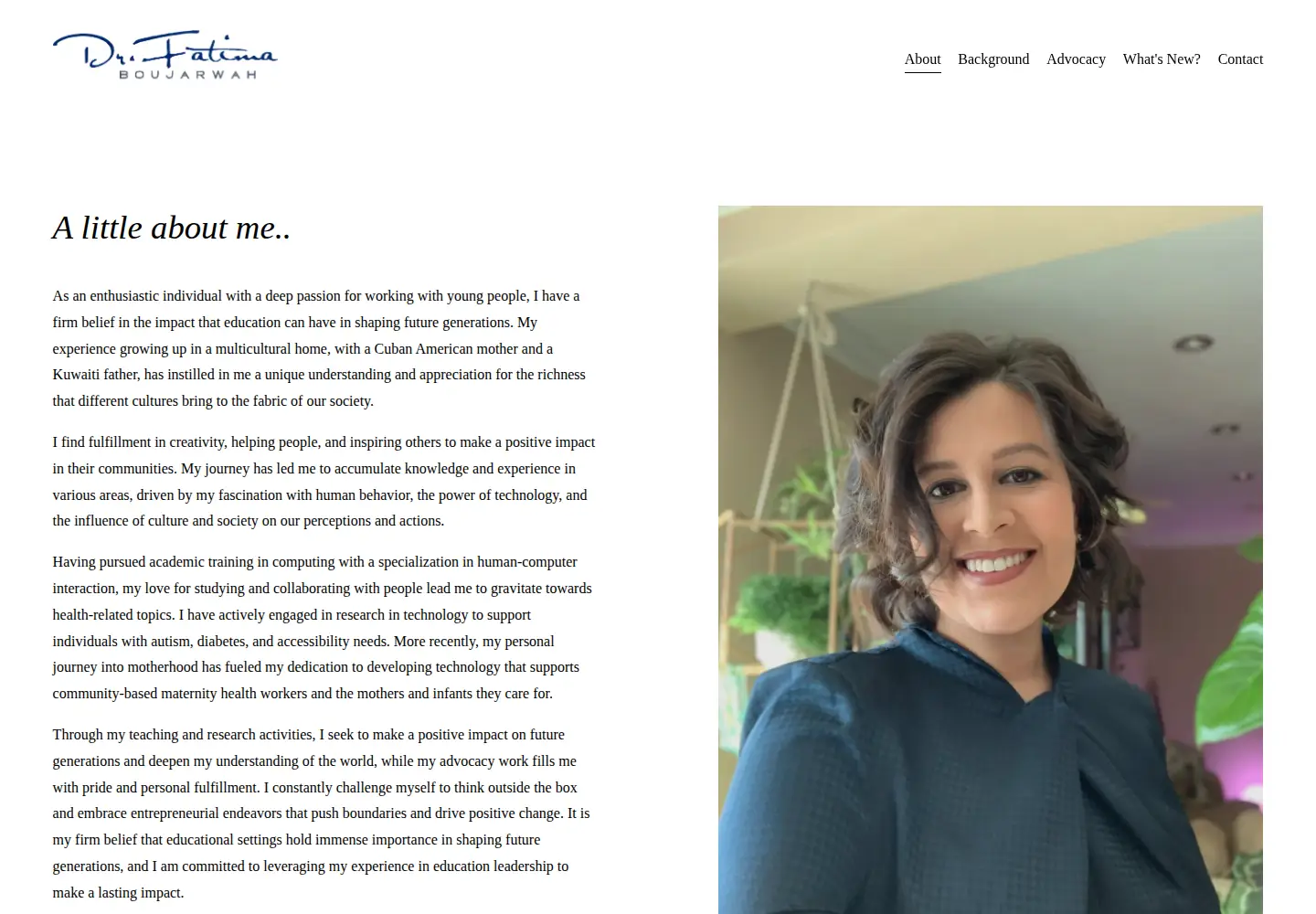 Captured homepage of fatimaboujarwah.com in the current scan