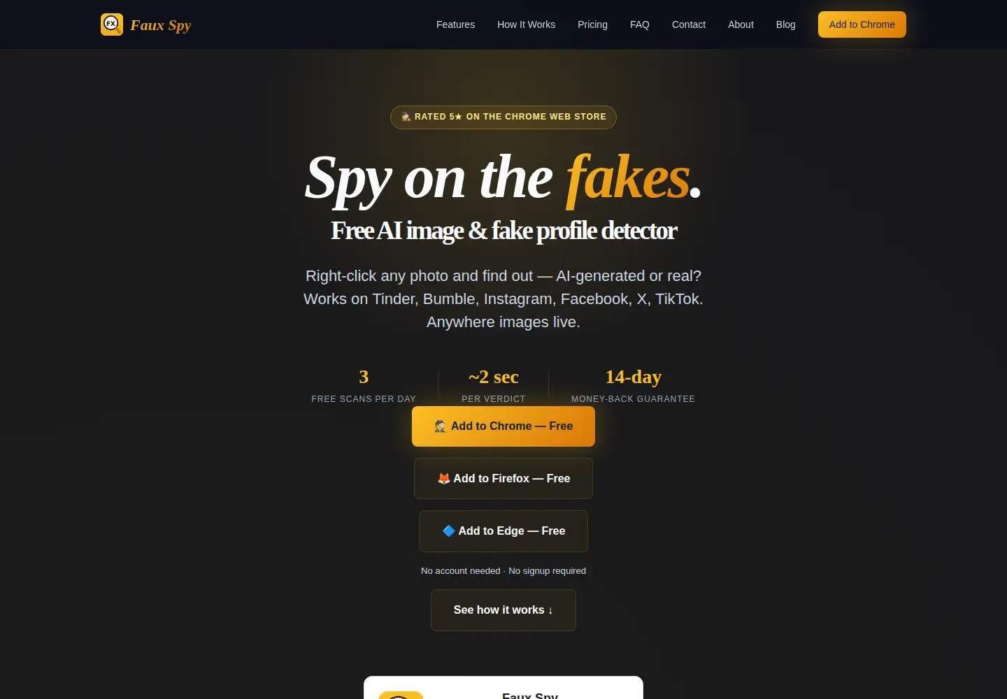 Captured homepage of fauxspy.com in the current scan
