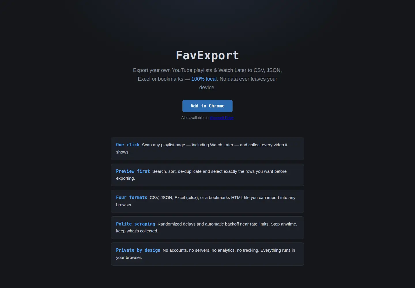 Screenshot of favexport.com