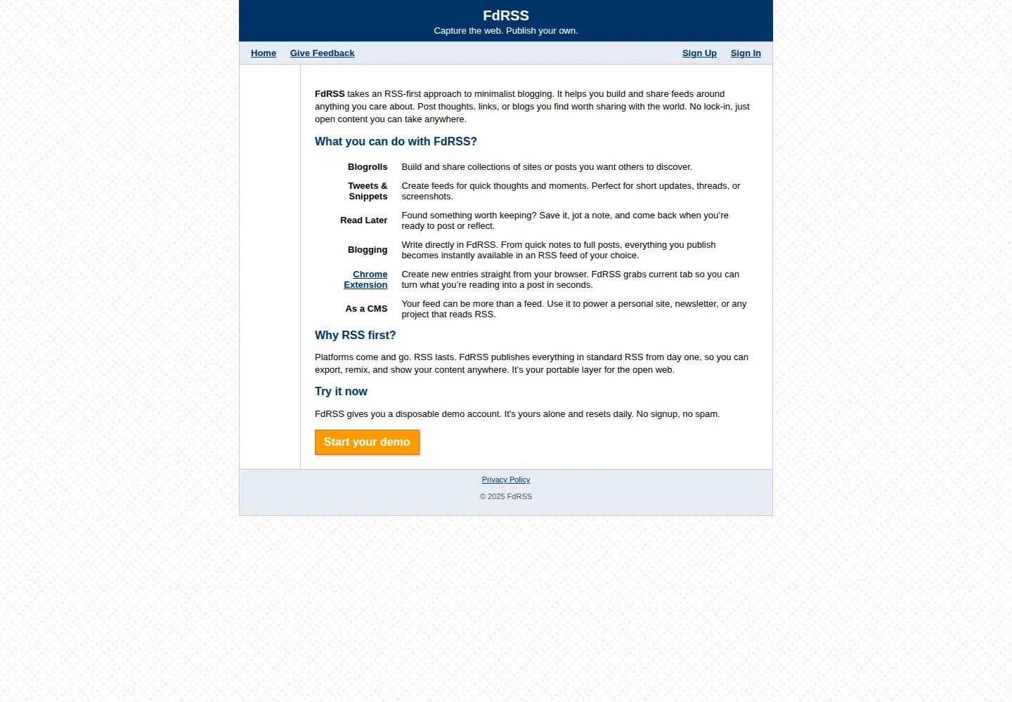 Screenshot of fdrss.com