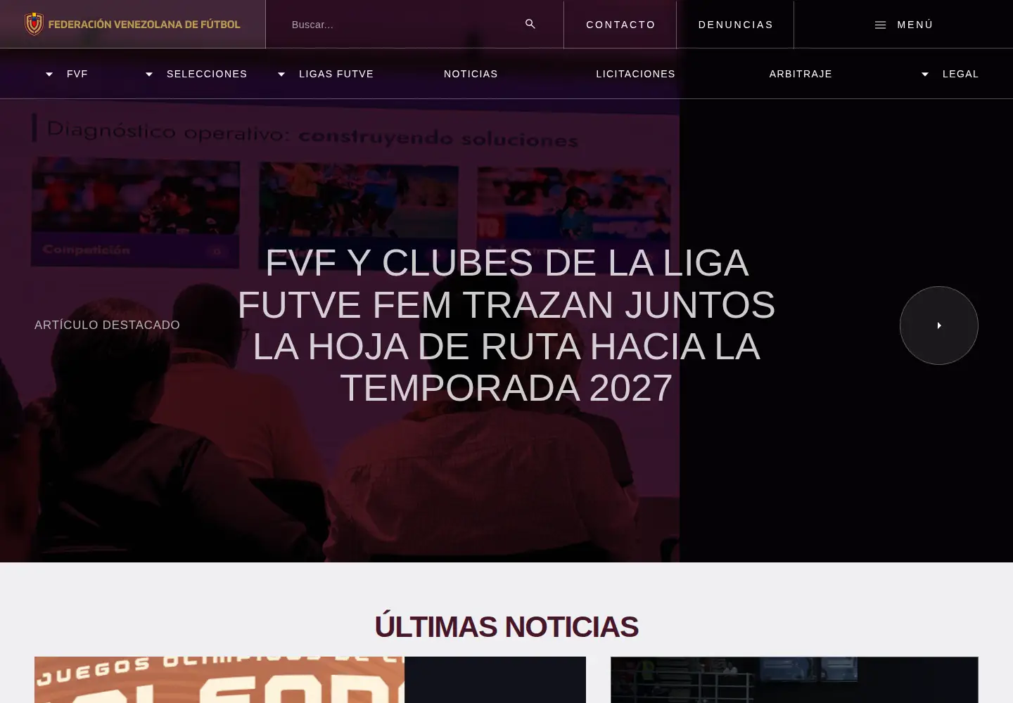 Screenshot of federacionvenezolanafutbol.com