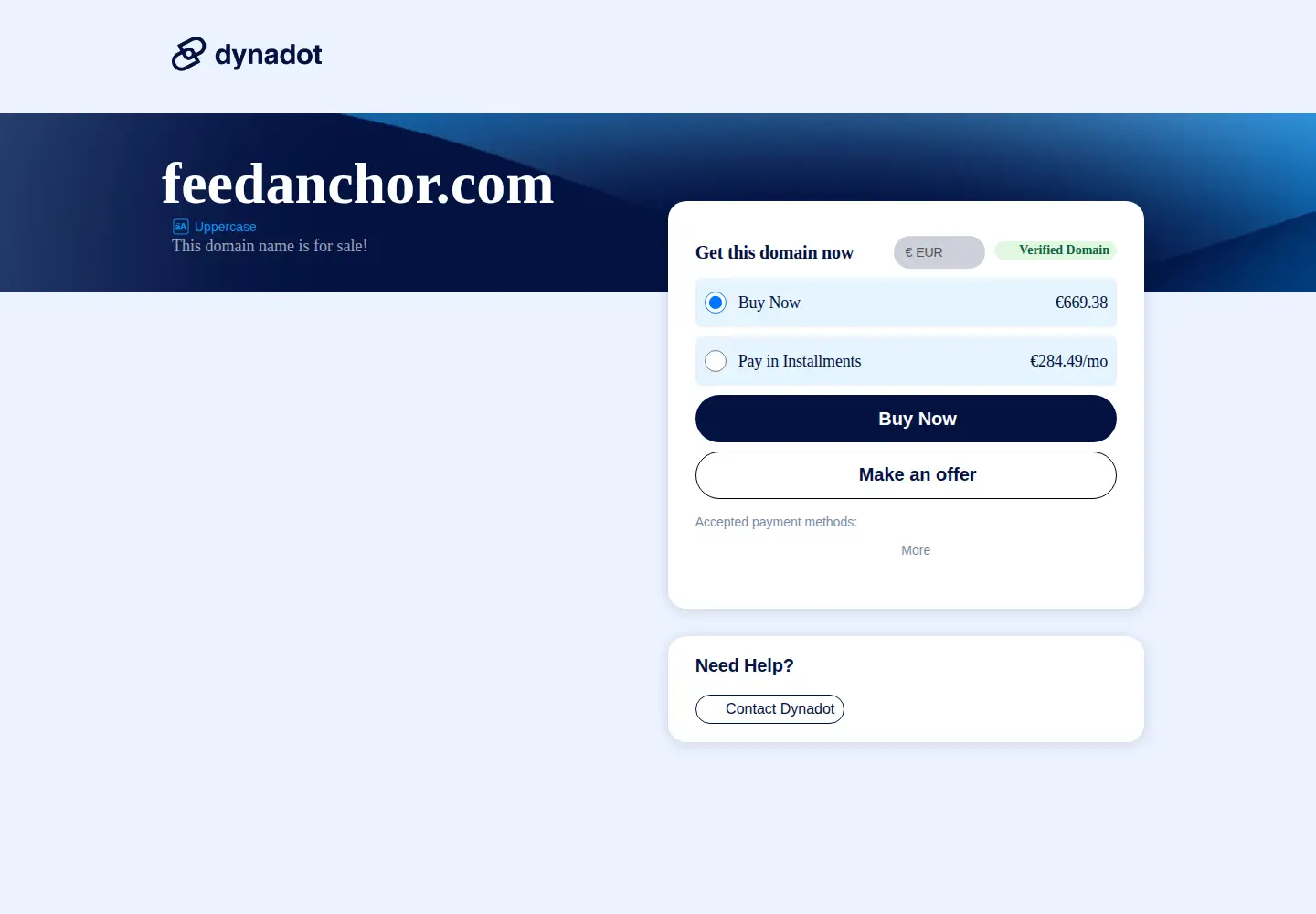 Captured homepage of feedanchor.com in the current scan