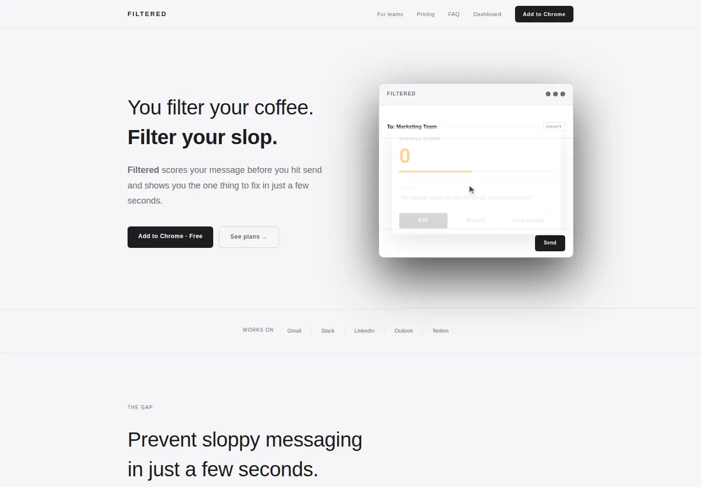 Captured homepage of filtered-ai.com in the current scan