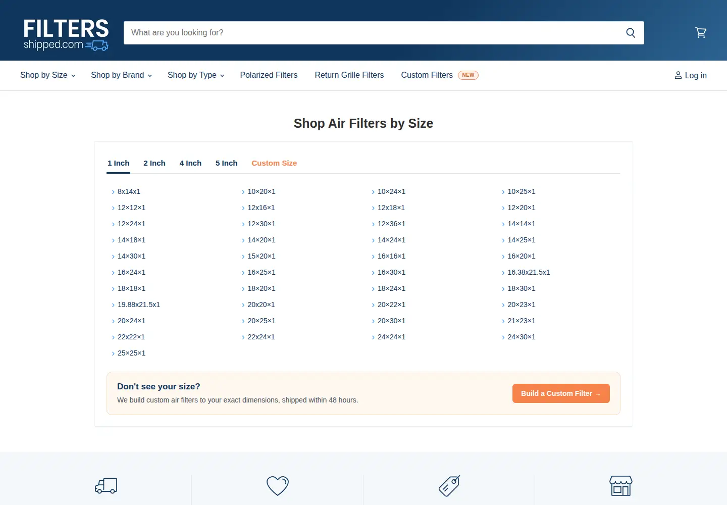 Captured homepage of filtersshipped.com in the current scan
