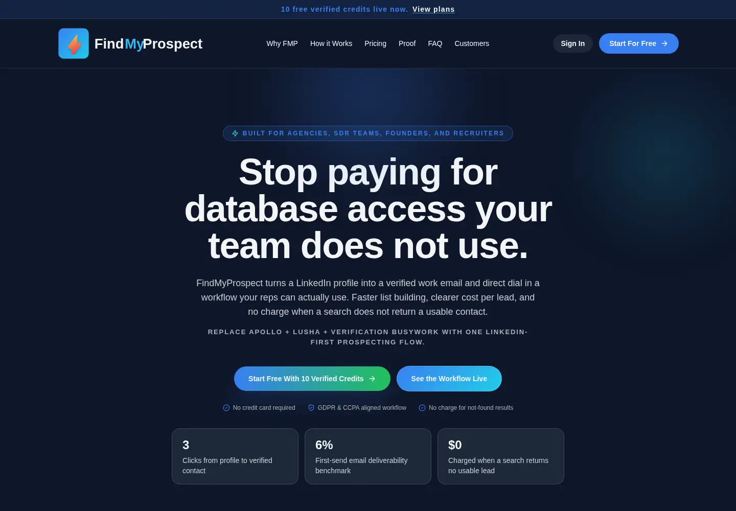 Screenshot of findmyprospect.com