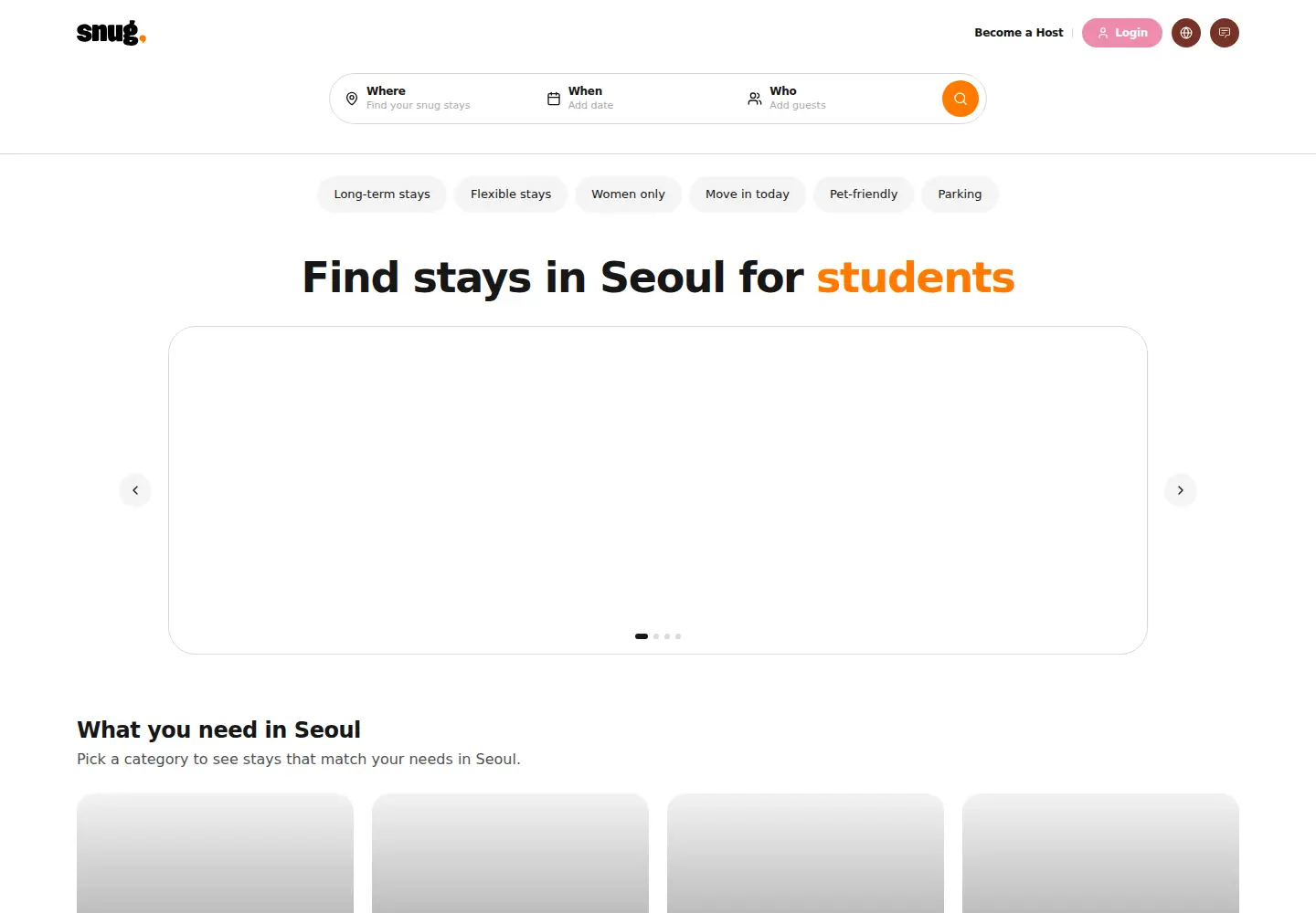 Captured homepage of findsnug.com in the current scan