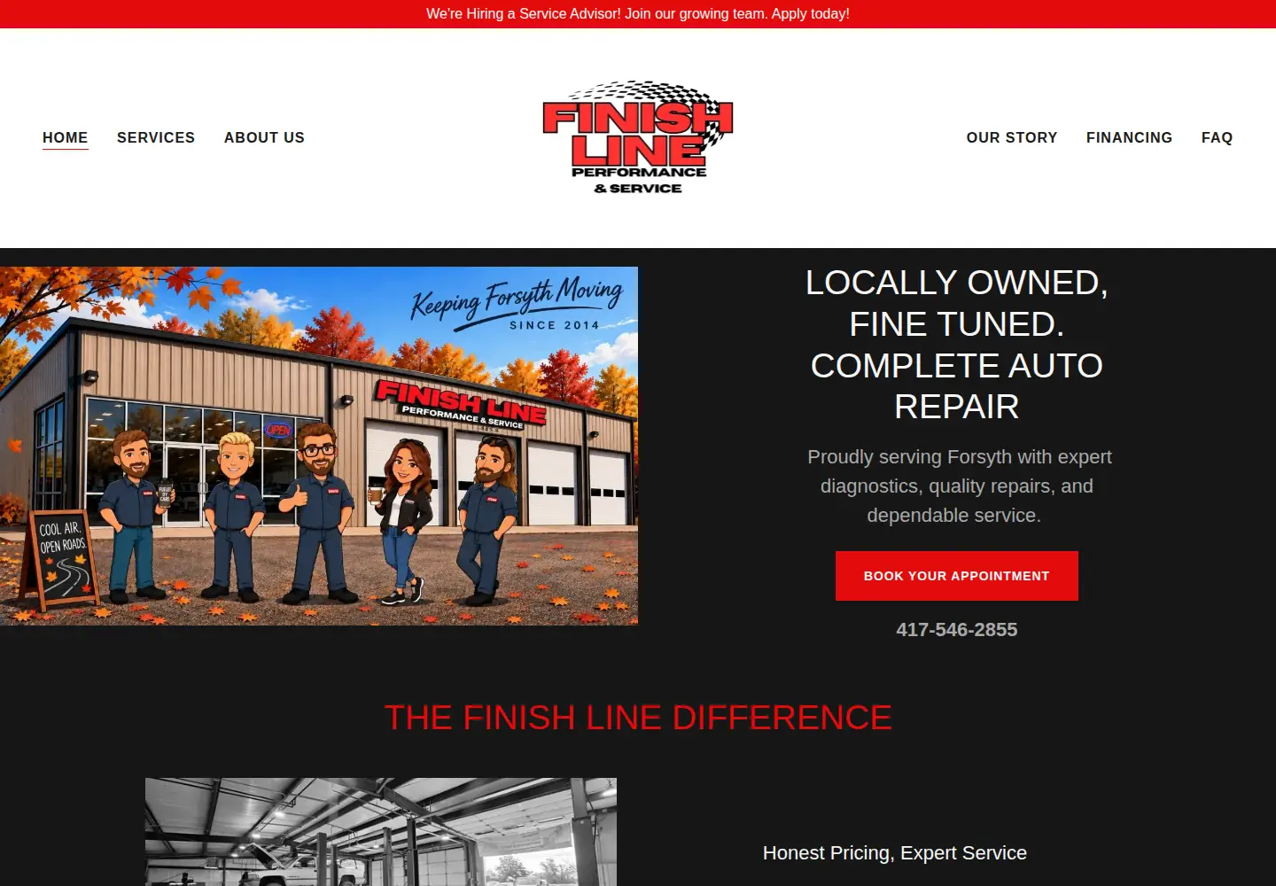 Captured homepage of finishlineforsyth.com in the current scan