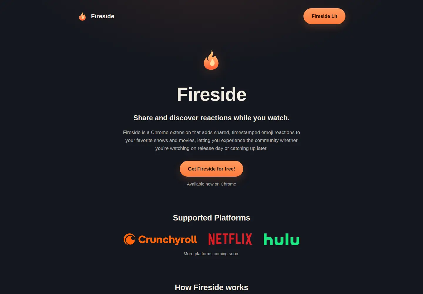 Screenshot of firesidereacts.com