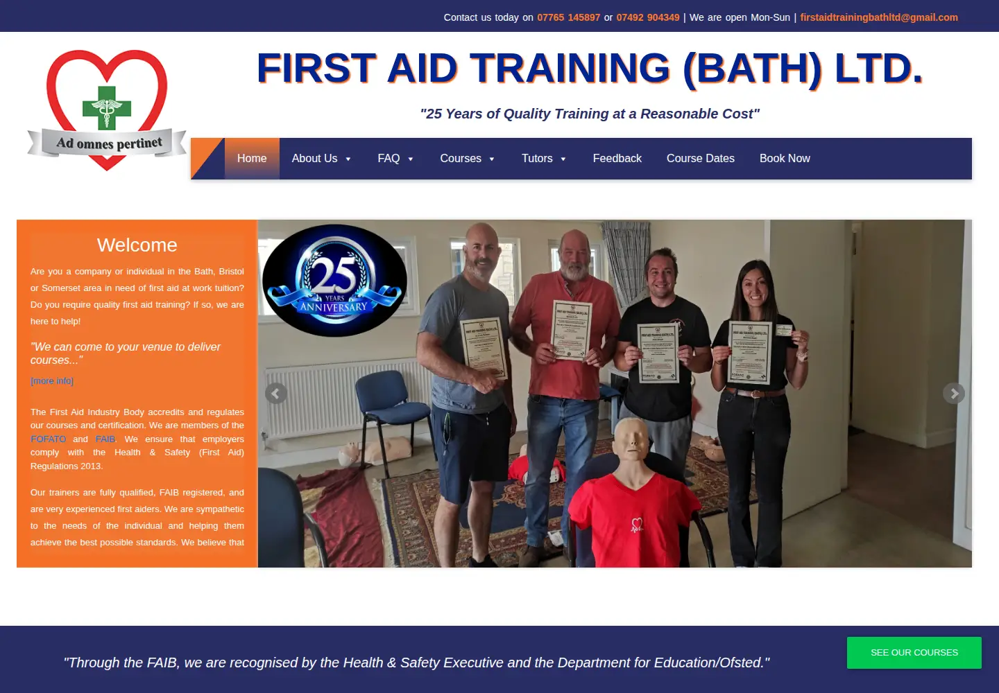 Screenshot of firstaidtrainingbathltd.com