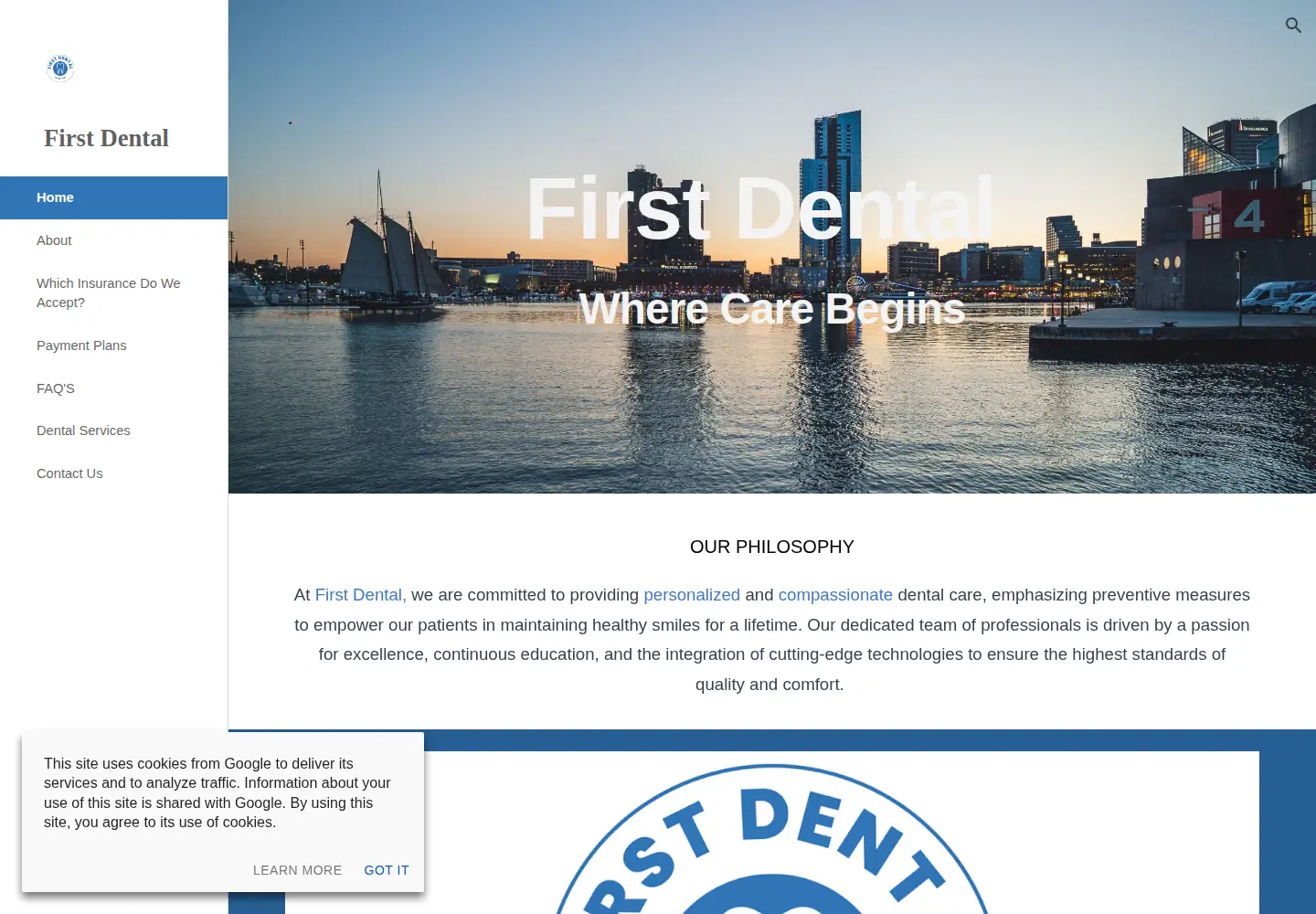 Screenshot of firstdentalmd.com