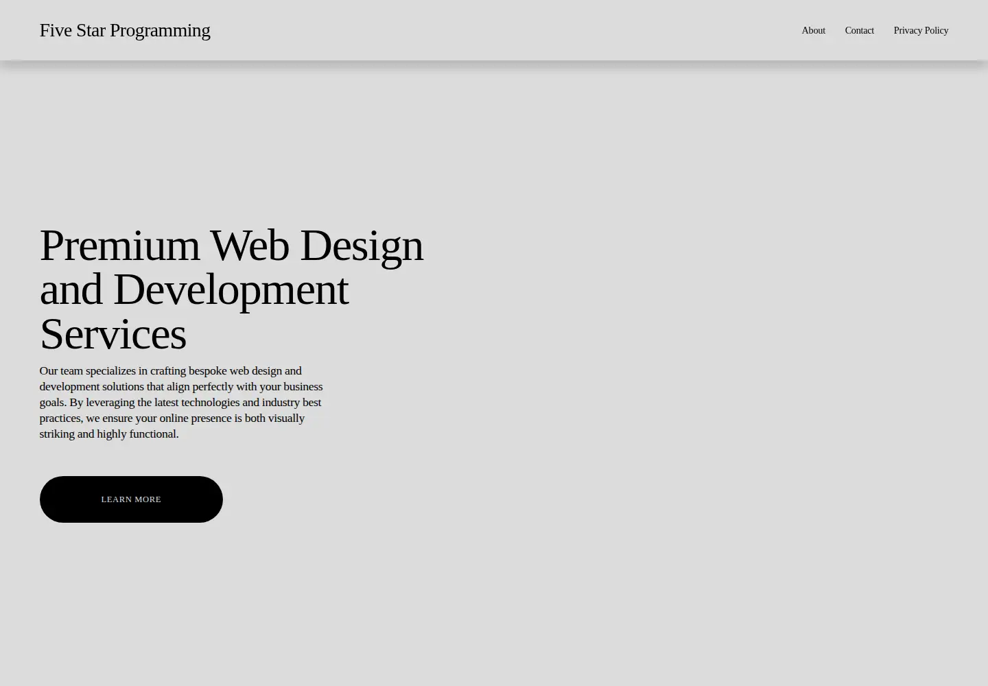 Captured homepage of fivestarprogramming.com in the current scan