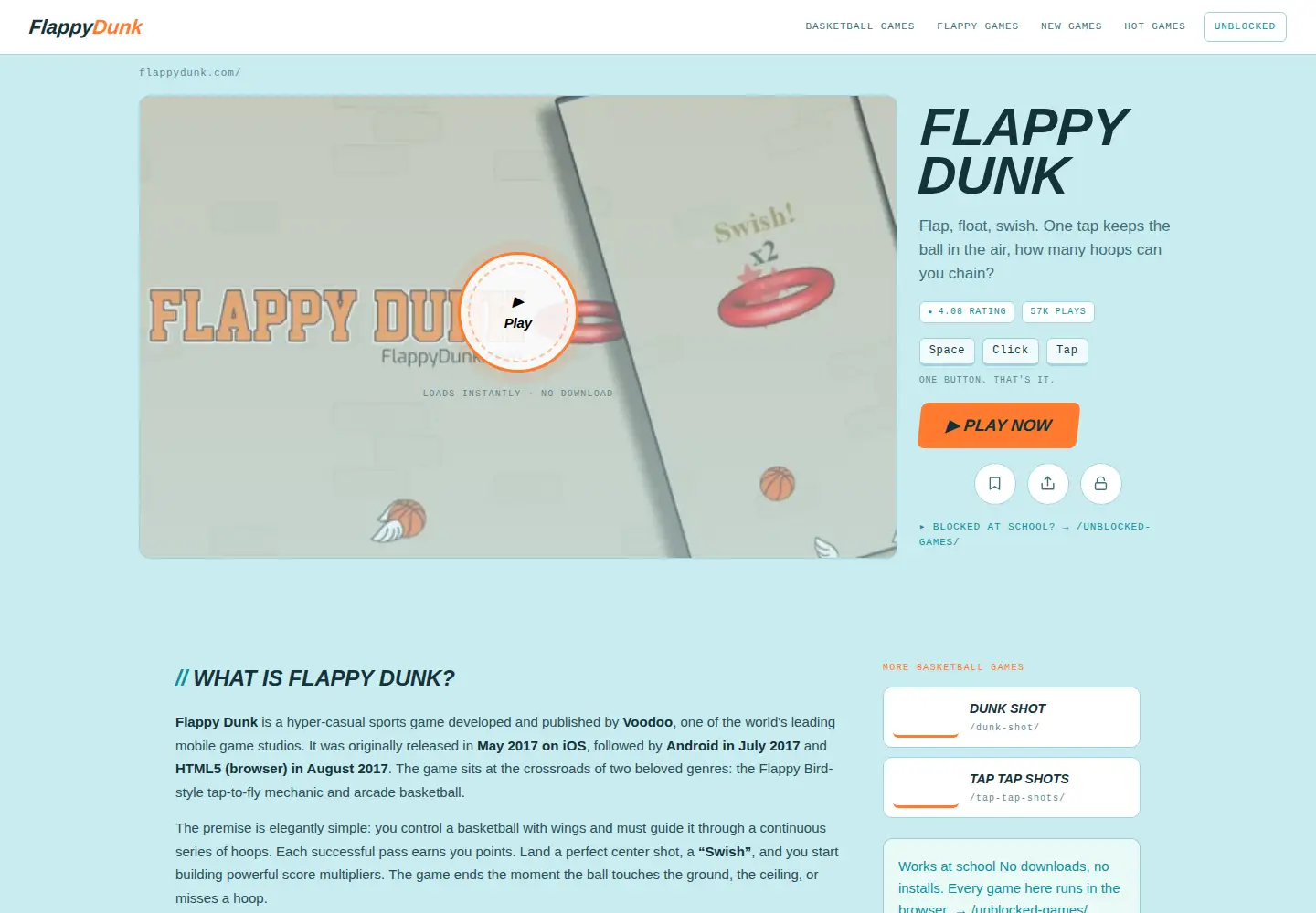 Screenshot of flappydunk.com