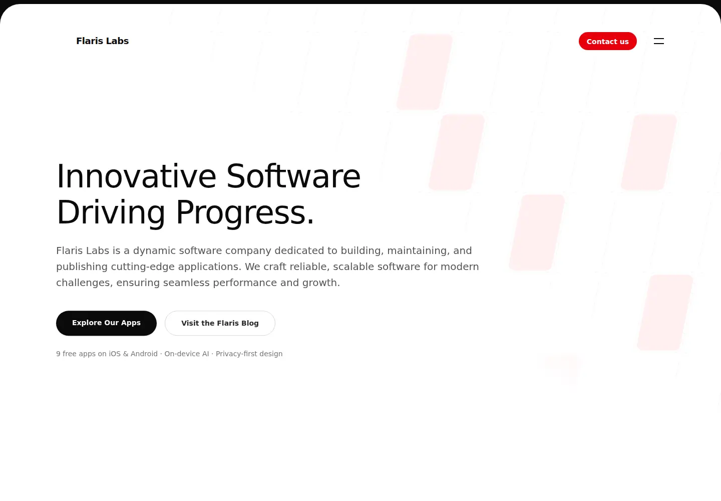 Captured homepage of flarislabs.com in the current scan