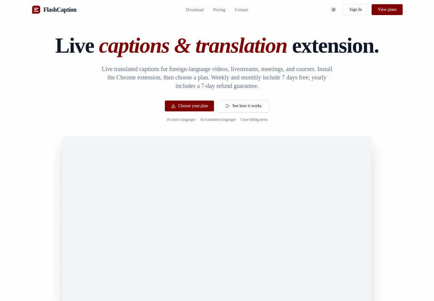 Screenshot of flashcaption.com
