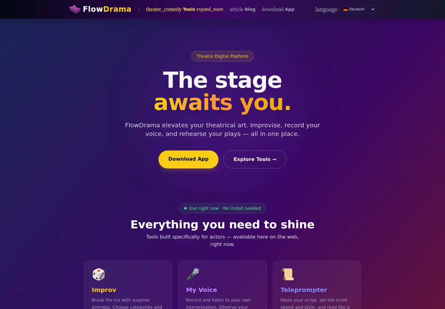 Captured homepage of flowdrama.com in the current scan