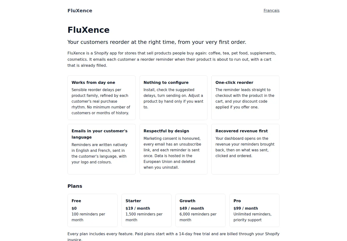 Captured homepage of fluxence.com in the current scan
