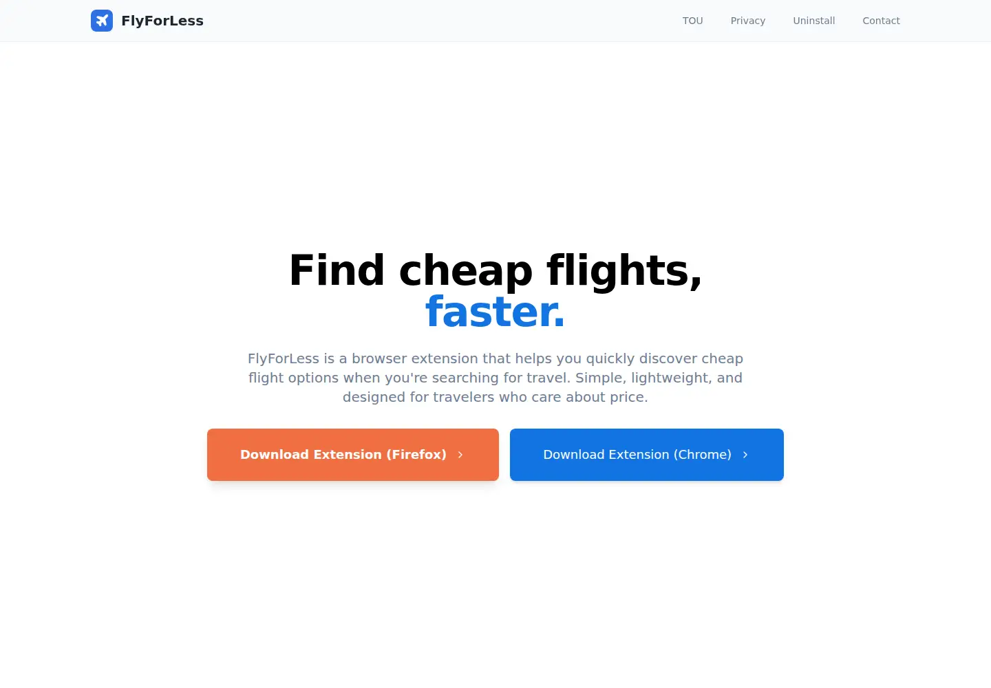 Captured homepage of flyforlessapp.com in the current scan