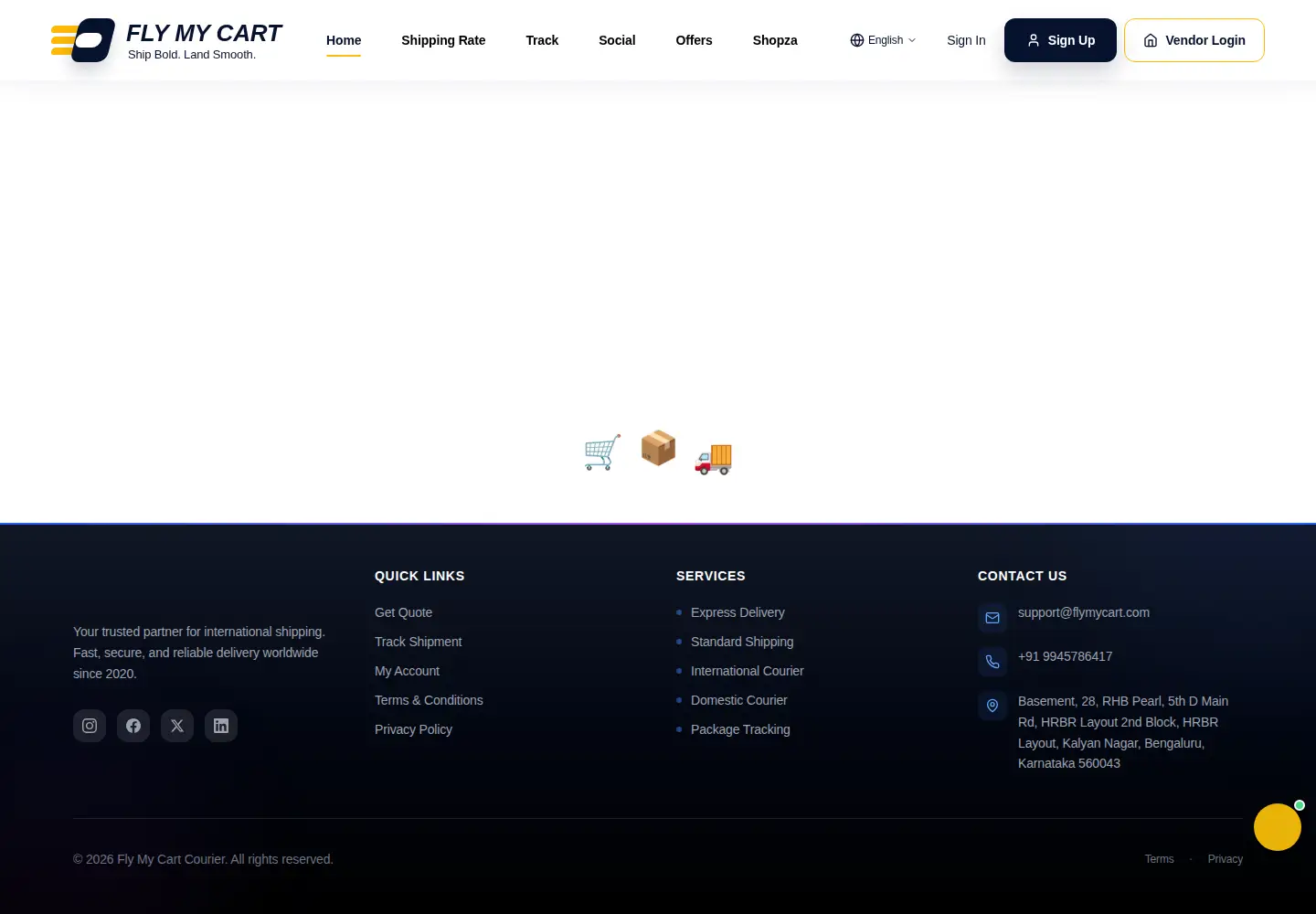 Captured homepage of flymycart.com in the current scan