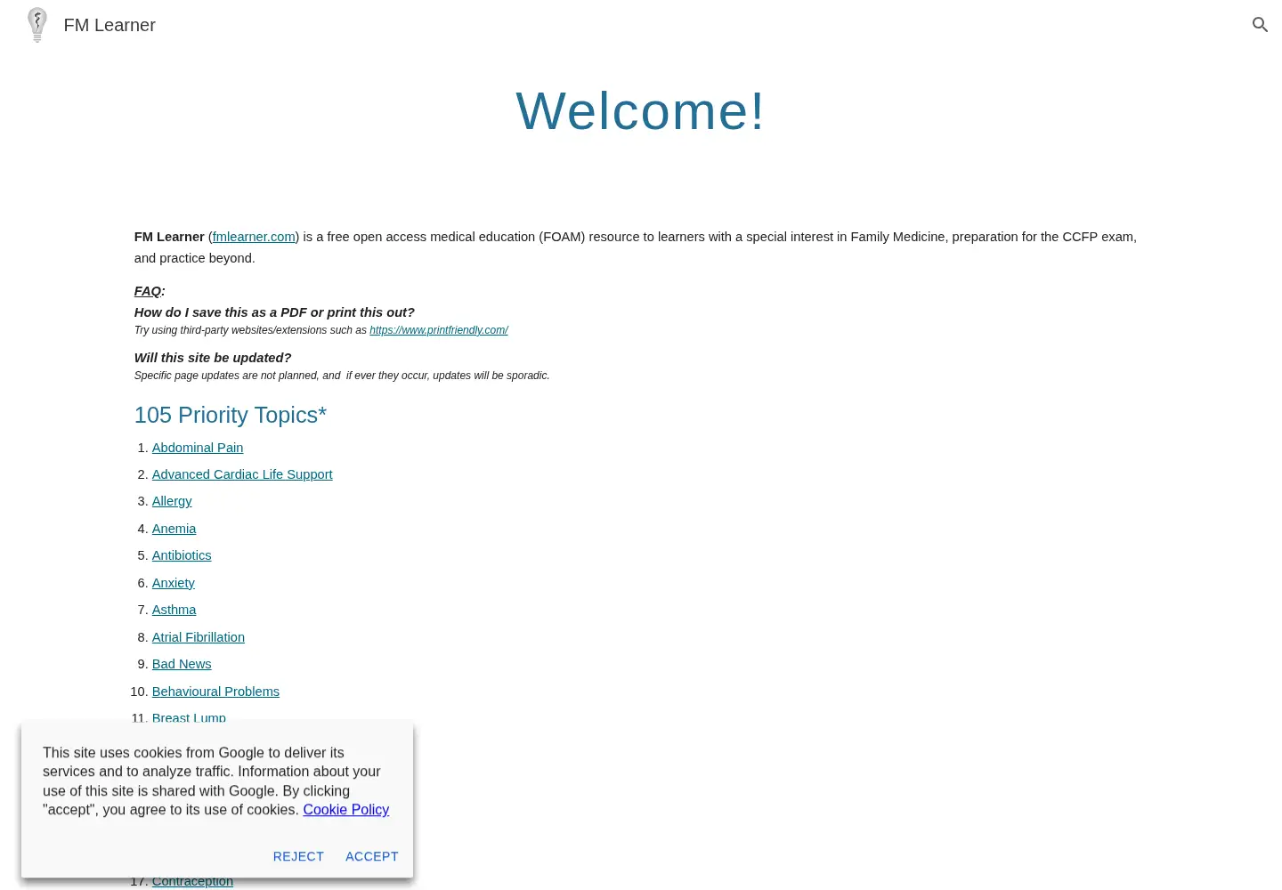 Screenshot of fmlearner.com