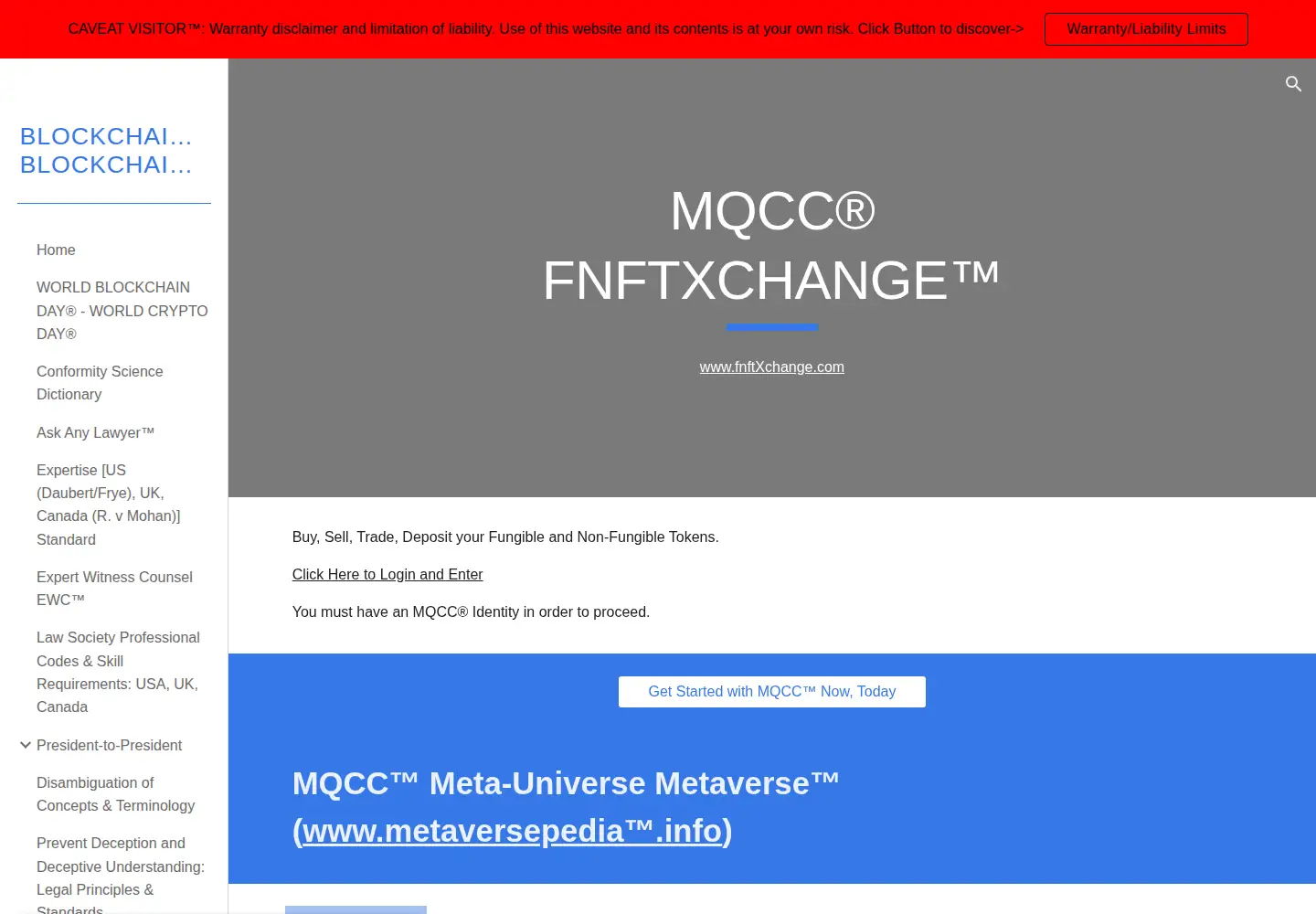 Captured homepage of fnftxchange.com in the current scan