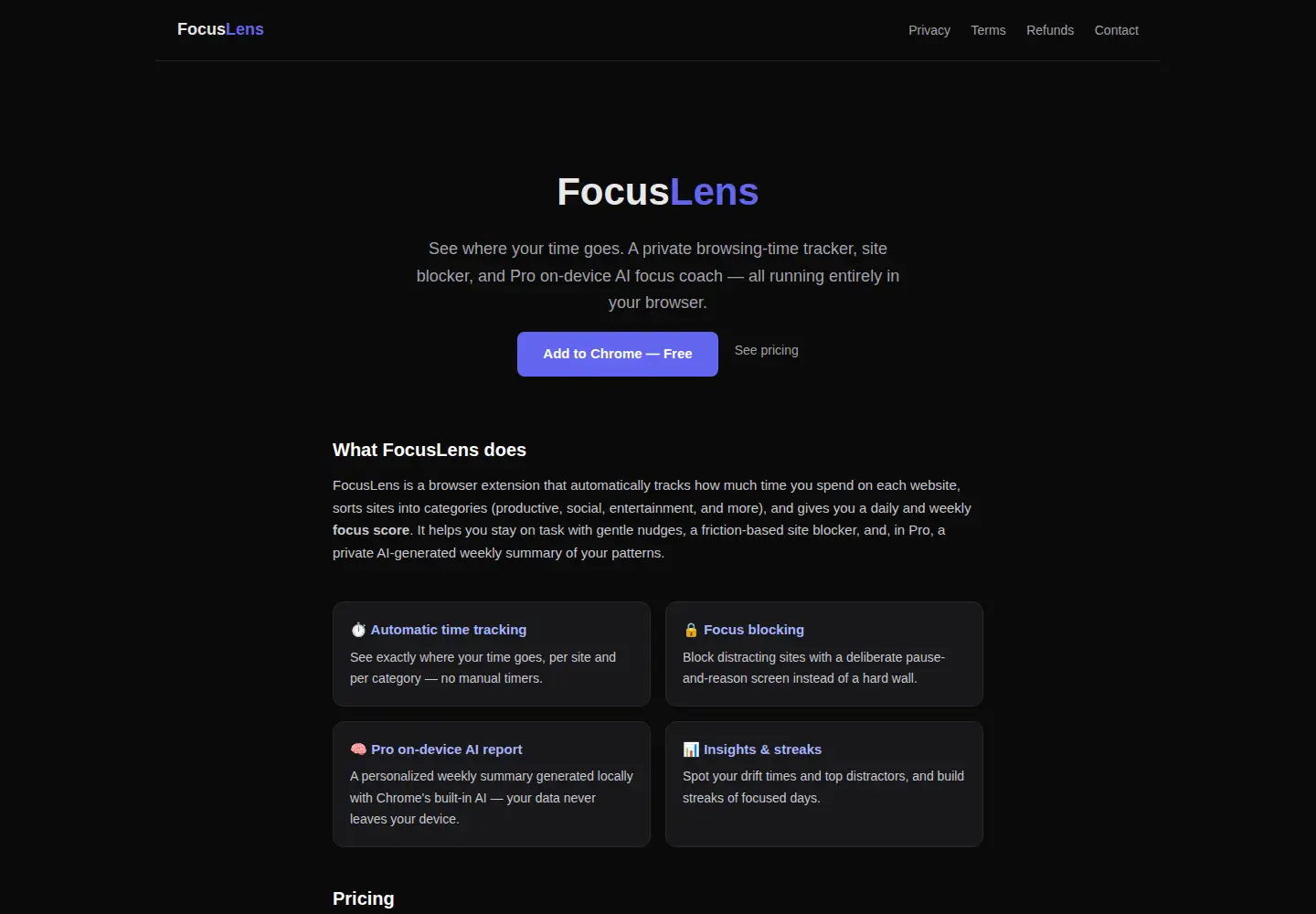 Captured homepage of focuslensproductivity.com in the current scan