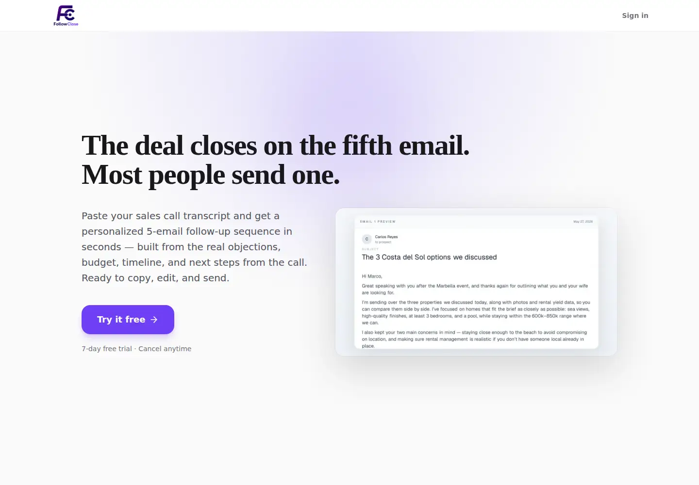Screenshot of followclose.com