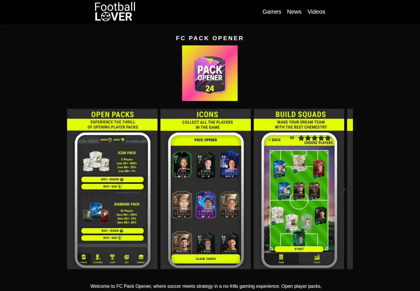 Screenshot of footballlovergames.com